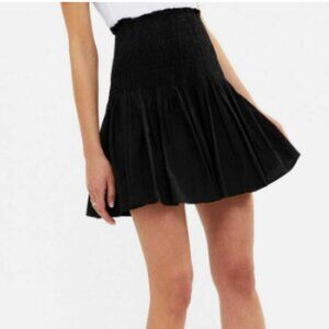 Shirred Mini Skirt in Black